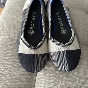 Rothy's Navy and White Checkered Flats